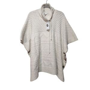 NWT Westbound Women's Sz XL Cream Cable Knit Sweater Poncho Shawl Cowl Neck